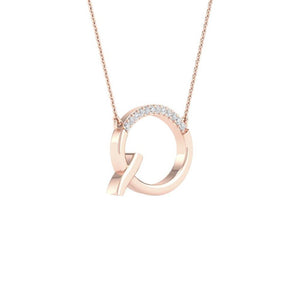 Diamond Pendant Necklace | 10kt Rose Gold Womens Round Diamond Initial Q Letter Necklace 1/20 Cttw | Splendid Jewellery GND