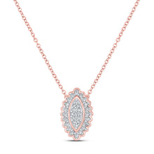 Load image into Gallery viewer, Radiant Rose Gold Diamond Vertical Oval Necklace - Alternate view 1 from Splendid Jewellery