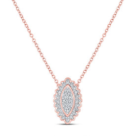 Radiant Rose Gold Diamond Vertical Oval Necklace - Alternate view 1 from Splendid Jewellery