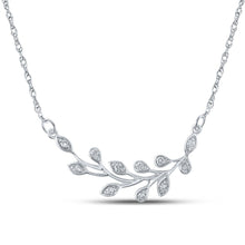 Load image into Gallery viewer, Enchanting Floral Diamond Pendant Necklace in 10kt White Gold Top view from the 10Kt White Gold Womens Round Diamond Branch Floral Fashion Necklace 1 6 Cttwpin215684 collection by Splendid Jewellery