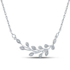 Enchanting Floral Diamond Pendant Necklace in 10kt White Gold Top view from the 10Kt White Gold Womens Round Diamond Branch Floral Fashion Necklace 1 6 Cttwpin215684 collection by Splendid Jewellery