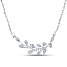 Enchanting Floral Diamond Pendant Necklace in 10kt White Gold Top view from the 10Kt White Gold Womens Round Diamond Branch Floral Fashion Necklace 1 6 Cttwpin215684 collection by Splendid Jewellery
