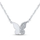 Enchanting Diamond Butterfly Necklace in 10kt White Gold Top view from the 10Kt White Gold Womens Round Diamond Butterfly Necklace 1 8 Cttwpin214160 collection by Splendid Jewellery