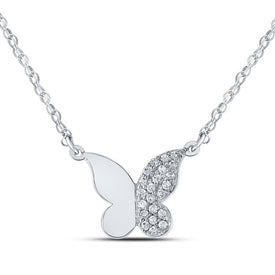 Enchanting Diamond Butterfly Necklace in 10kt White Gold Top view from the 10Kt White Gold Womens Round Diamond Butterfly Necklace 1 8 Cttwpin214160 collection by Splendid Jewellery