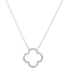 Load image into Gallery viewer, Luck and Beauty Diamond Clover Pendant Necklace Top view from the 10Kt White Gold Womens Round Diamond Clover Fashion Necklace 1 10 Cttwpin63920 collection by Splendid Jewellery