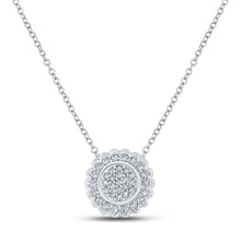 Load image into Gallery viewer, Radiant Diamond Cluster Necklace | 10kt White Gold Womens Round Diamond Pendant 1/5 Cttw | Splendid Jewellery Top view from the 10Kt White Gold Womens Round Diamond Cluster Necklace 1 5 Cttwpin212946 collection by Splendid Jewellery