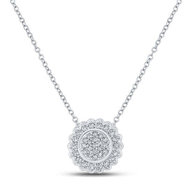 Radiant Diamond Cluster Necklace | 10kt White Gold Womens Round Diamond Pendant 1/5 Cttw | Splendid Jewellery Top view from the 10Kt White Gold Womens Round Diamond Cluster Necklace 1 5 Cttwpin212946 collection by Splendid Jewellery