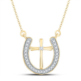 Captivating Elegance: 10kt White Gold Diamond Horseshoe Cross Pendant Necklace Top view from the 10Kt White Gold Womens Round Diamond Cross Horseshoe Necklace 1 6 Cttwpin221326 collection by Splendid Jewellery