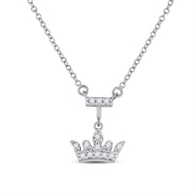 Load image into Gallery viewer, Enchanting Crown of Diamonds Necklace Top view from the 10Kt White Gold Womens Round Diamond Crown Tiara Fashion Necklace 1 10 Cttwpin246739 collection by Splendid Jewellery