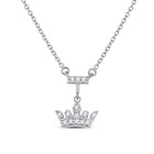 Enchanting Crown of Diamonds Necklace Top view from the 10Kt White Gold Womens Round Diamond Crown Tiara Fashion Necklace 1 10 Cttwpin246739 collection by Splendid Jewellery
