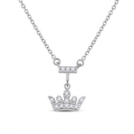 Enchanting Crown of Diamonds Necklace Top view from the 10Kt White Gold Womens Round Diamond Crown Tiara Fashion Necklace 1 10 Cttwpin246739 collection by Splendid Jewellery