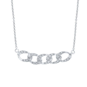 Diamond Pendant Necklace | 10kt White Gold Womens Round Diamond Cuban Link Fashion Necklace 1/4 Cttw | Splendid Jewellery GND