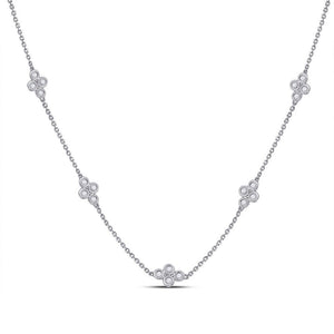 Diamond Pendant Necklace | 10kt White Gold Womens Round Diamond Fashion Necklace 1/4 Cttw | Splendid Jewellery GND