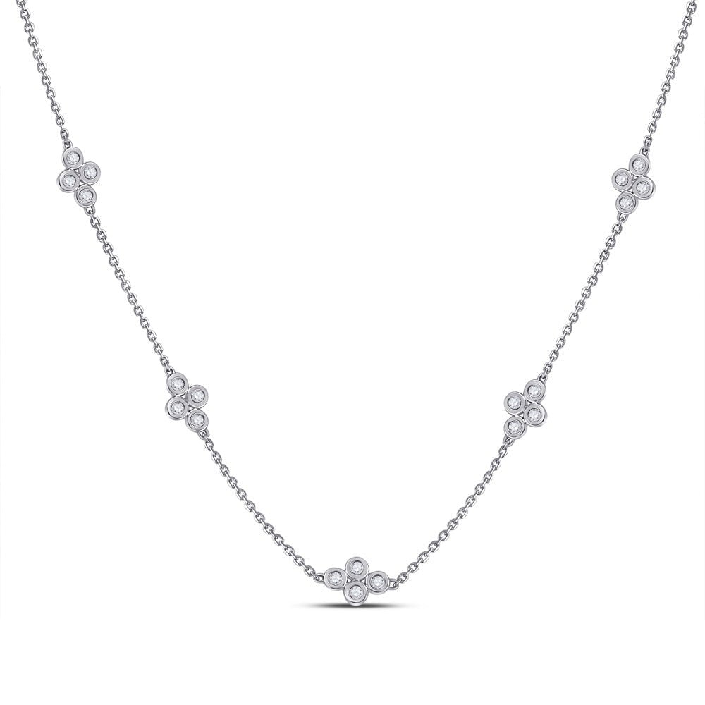 Diamond Pendant Necklace | 10kt White Gold Womens Round Diamond Fashion Necklace 1/4 Cttw | Splendid Jewellery GND