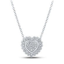 Load image into Gallery viewer, Radiant Love: 10kt White Gold Heart Diamond Pendant Necklace Top view from the 10Kt White Gold Womens Round Diamond Heart Necklace 1 5 Cttwpin212983 collection by Splendid Jewellery