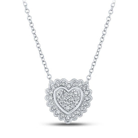 Radiant Love: 10kt White Gold Heart Diamond Pendant Necklace Top view from the 10Kt White Gold Womens Round Diamond Heart Necklace 1 5 Cttwpin212983 collection by Splendid Jewellery