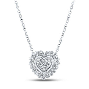 Diamond Pendant Necklace | 10kt White Gold Womens Round Diamond Heart Necklace 1/5 Cttw | Splendid Jewellery GND
