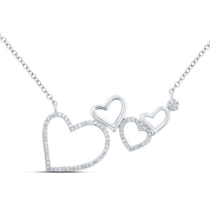Diamond Pendant Necklace | 10kt White Gold Womens Round Diamond Heart Necklace 1/6 Cttw | Splendid Jewellery GND