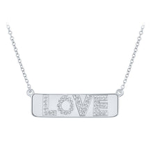 Load image into Gallery viewer, 10kt White Gold Diamond Love Bar Pendant Necklace - Mesmerizing Brilliance and Timeless Elegance  Top View from Splendid Jewellery