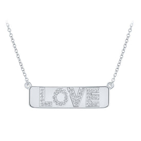 10kt White Gold Diamond Love Bar Pendant Necklace - Mesmerizing Brilliance and Timeless Elegance  Top View from Splendid Jewellery