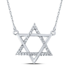 Load image into Gallery viewer, Radiant Starlight Diamond Pendant Necklace Top view from the 10Kt White Gold Womens Round Diamond Magen David Star Necklace 1 12 Cttwpin214077 collection by Splendid Jewellery