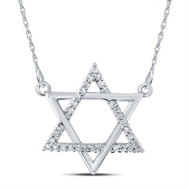 Radiant Starlight Diamond Pendant Necklace Top view from the 10Kt White Gold Womens Round Diamond Magen David Star Necklace 1 12 Cttwpin214077 collection by Splendid Jewellery