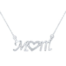 Load image into Gallery viewer, Radiant Love: 10kt White Gold Diamond Mom Necklace Top view from the 10Kt White Gold Womens Round Diamond Mom Necklace 1 20 Cttwpin212706 collection by Splendid Jewellery