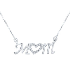 Radiant Love: 10kt White Gold Diamond Mom Necklace Top view from the 10Kt White Gold Womens Round Diamond Mom Necklace 1 20 Cttwpin212706 collection by Splendid Jewellery