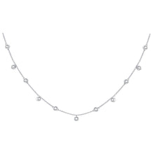 Load image into Gallery viewer, Serenity's Sparkle: 10kt White Gold Round Diamond Pendant Necklace Top view from the 10Kt White Gold Womens Round Diamond Simplistic Fashion Necklace 1 3 Cttwpin246790 collection by Splendid Jewellery