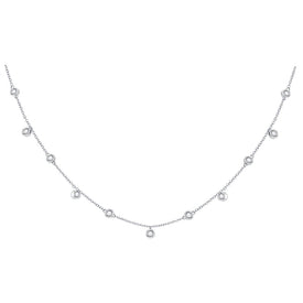 Serenity's Sparkle: 10kt White Gold Round Diamond Pendant Necklace Top view from the 10Kt White Gold Womens Round Diamond Simplistic Fashion Necklace 1 3 Cttwpin246790 collection by Splendid Jewellery