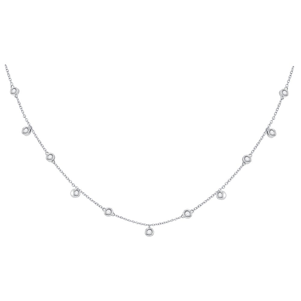 Diamond Pendant Necklace | 10kt White Gold Womens Round Diamond Simplistic Fashion Necklace 1/3 Cttw | Splendid Jewellery GND