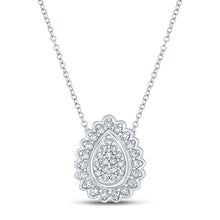 Load image into Gallery viewer, Enchanting Diamond Elegance Necklace Top view from the 10Kt White Gold Womens Round Diamond Teardrop Necklace 1 5 Cttwpin212917 collection by Splendid Jewellery