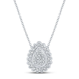 Enchanting Diamond Elegance Necklace Top view from the 10Kt White Gold Womens Round Diamond Teardrop Necklace 1 5 Cttwpin212917 collection by Splendid Jewellery