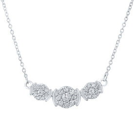 Captivating Brilliance: 10kt White Gold Triple Cluster Diamond Pendant Necklace Top view from the 10Kt White Gold Womens Round Diamond Triple Cluster Necklace 1 4 Cttwpin212264 collection by Splendid Jewellery