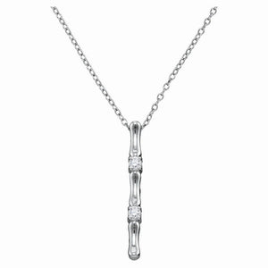 Diamond Pendant Necklace | 10kt White Gold Womens Round Diamond Vertical Bar Necklace 1/10 Cttw | Splendid Jewellery GND