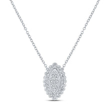 Load image into Gallery viewer, Captivating Brilliance: 10kt White Gold Womens Round Diamond Vertical Oval Necklace 1/5 Cttw Top view from the 10Kt White Gold Womens Round Diamond Vertical Oval Necklace 1 5 Cttwpin212987 collection by Splendid Jewellery