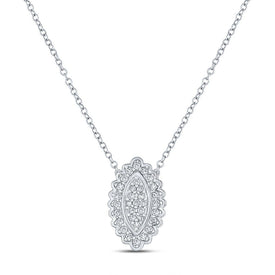 Captivating Brilliance: 10kt White Gold Womens Round Diamond Vertical Oval Necklace 1/5 Cttw Top view from the 10Kt White Gold Womens Round Diamond Vertical Oval Necklace 1 5 Cttwpin212987 collection by Splendid Jewellery