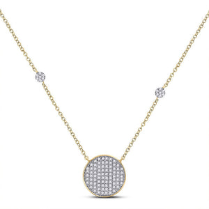 Diamond Pendant Necklace | 10kt Yellow Gold Womens Round Diamond Circle Cluster Necklace 1/4 Cttw | Splendid Jewellery GND