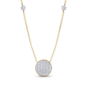 Diamond Pendant Necklace | 10kt Yellow Gold Womens Round Diamond Circle Cluster Necklace 1/4 Cttw | Splendid Jewellery GND