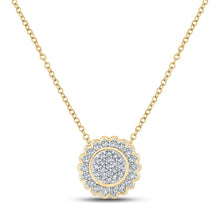 Load image into Gallery viewer, Enchanting Cluster of Diamonds Necklace | 10kt Yellow Gold Women's Round Diamond Pendant 1/5 Cttw product  Top View from Splendid Jewellery