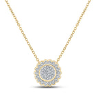 Enchanting Cluster of Diamonds Necklace | 10kt Yellow Gold Women's Round Diamond Pendant 1/5 Cttw product  Top View from Splendid Jewellery