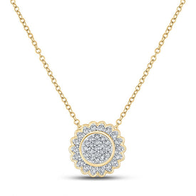 Enchanting Cluster of Diamonds Necklace | 10kt Yellow Gold Women's Round Diamond Pendant 1/5 Cttw product  Top View from Splendid Jewellery