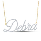 Captivating Brilliance: 10kt Yellow Gold Womens Round Diamond DEBRA Name Necklace product  Top View from Splendid Jewellery