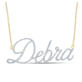 Captivating Brilliance: 10kt Yellow Gold Womens Round Diamond DEBRA Name Necklace product  Top View from Splendid Jewellery