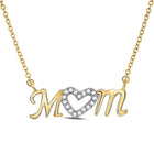 Heartfelt Love: 10kt Yellow Gold Diamond Heart Mom Necklace product  Top View from Splendid Jewellery
