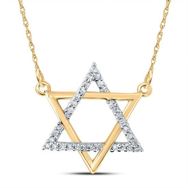 Radiant Starlight: 10kt Yellow Gold Diamond Magen David Necklace product  Top View from Splendid Jewellery