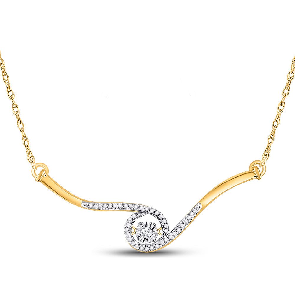 Diamond Pendant Necklace | 10kt Yellow Gold Womens Round Diamond Moving Twinkle Pendant Necklace 1/5 Cttw | Splendid Jewellery GND