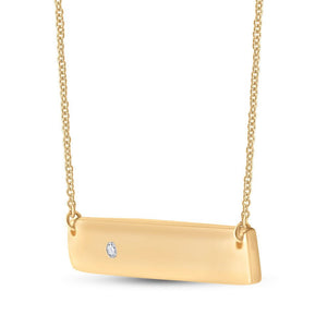 Diamond Pendant Necklace | 10kt Yellow Gold Womens Round Diamond Rectangle Bar Necklace .02 Cttw | Splendid Jewellery GND