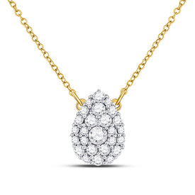 Captivating Teardrop Cluster Diamond Pendant Necklace - Top View