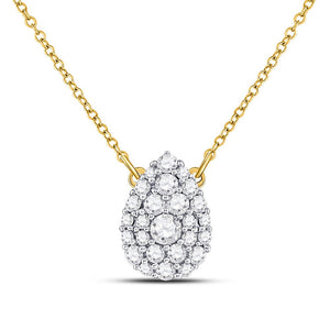 Diamond Pendant Necklace | 10kt Yellow Gold Womens Round Diamond Teardrop Cluster Necklace 1/2 Cttw | Splendid Jewellery GND